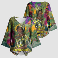 Wangari Maathai Kimono Sleeve Blouse Colorful Nature-Inspired Design Empowerment Quote African Print Environmental - Wonder Print Shop