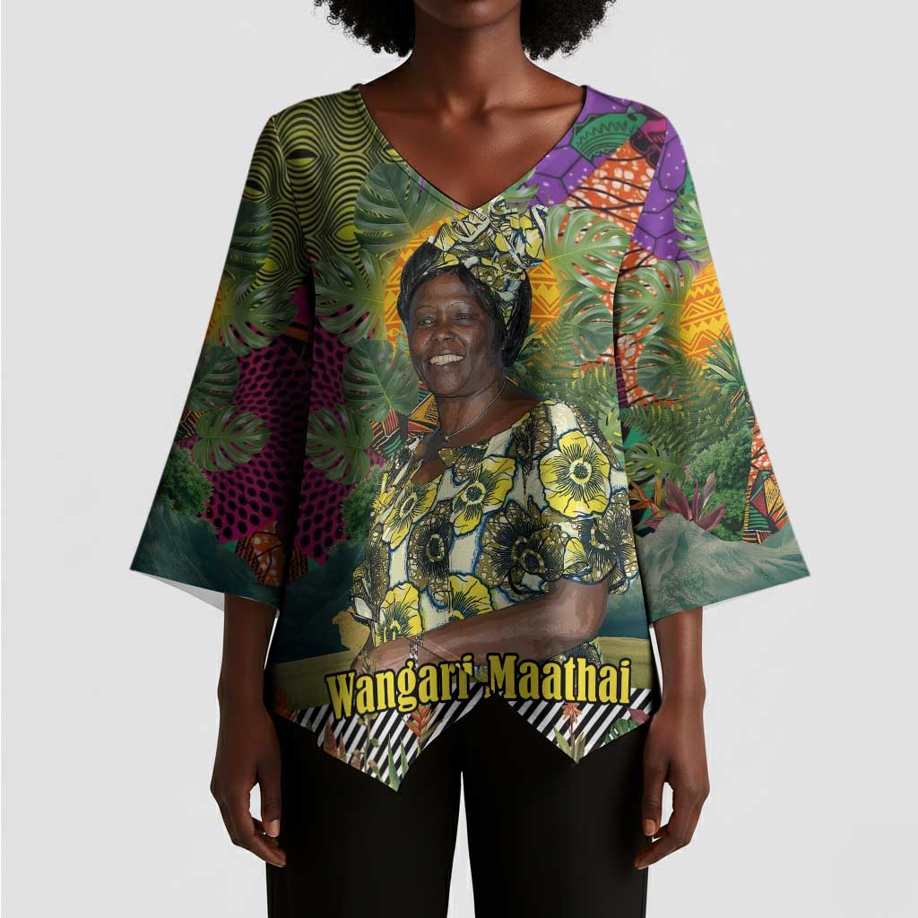Wangari Maathai Kimono Sleeve Blouse Colorful Nature-Inspired Design Empowerment Quote African Print Environmental - Wonder Print Shop