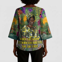 Wangari Maathai Kimono Sleeve Blouse Colorful Nature-Inspired Design Empowerment Quote African Print Environmental - Wonder Print Shop
