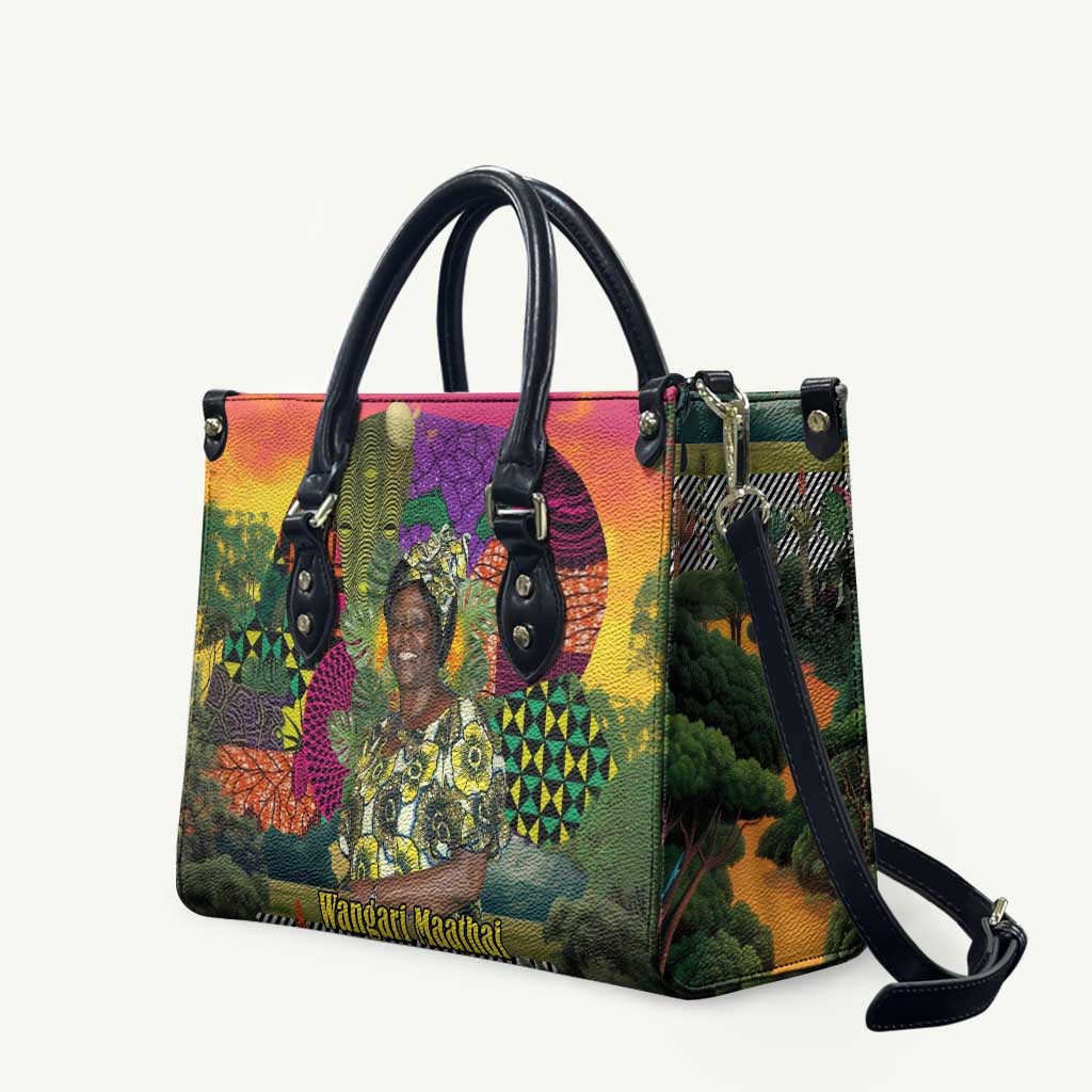 Wangari Maathai Leather Bag Colorful Nature-Inspired Design Empowerment Quote African Print Environmental - Wonder Print Shop