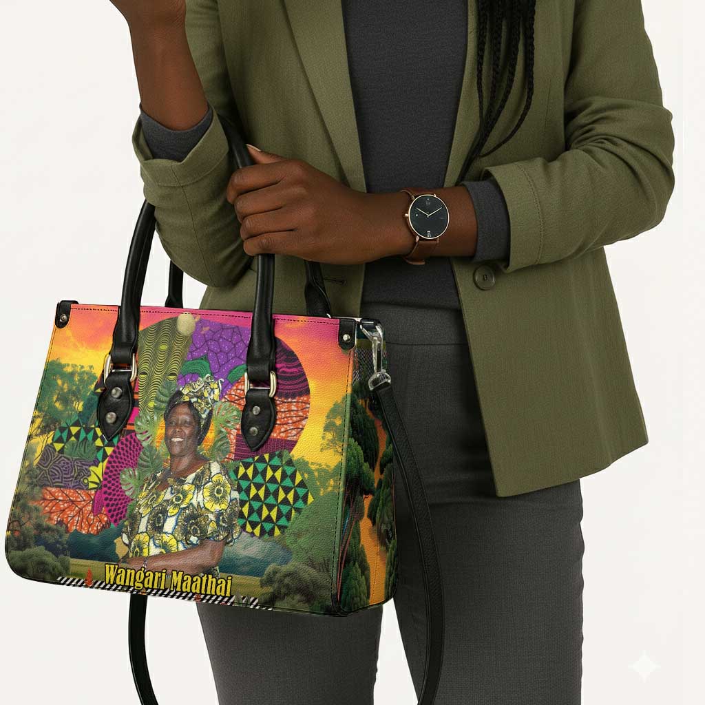 Wangari Maathai Leather Bag Colorful Nature-Inspired Design Empowerment Quote African Print Environmental - Wonder Print Shop
