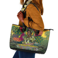 Wangari Maathai Leather Tote Bag Colorful Nature-Inspired Design Empowerment Quote African Print Environmental - Wonder Print Shop