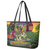 Wangari Maathai Leather Tote Bag Colorful Nature-Inspired Design Empowerment Quote African Print Environmental - Wonder Print Shop