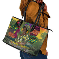 Wangari Maathai Leather Tote Bag Colorful Nature-Inspired Design Empowerment Quote African Print Environmental - Wonder Print Shop
