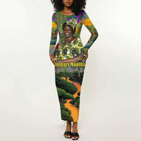 Wangari Maathai Long Sleeve Bodycon Dress Colorful Nature-Inspired Design Empowerment Quote African Print Environmental - Wonder Print Shop