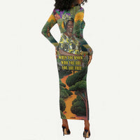 Wangari Maathai Long Sleeve Bodycon Dress Colorful Nature-Inspired Design Empowerment Quote African Print Environmental - Wonder Print Shop