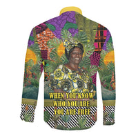Wangari Maathai Long Sleeve Button Shirt Colorful Nature-Inspired Design Empowerment Quote African Print Environmental - Wonder Print Shop