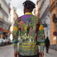 Wangari Maathai Long Sleeve Button Shirt Colorful Nature-Inspired Design Empowerment Quote African Print Environmental - Wonder Print Shop