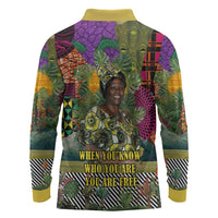 Wangari Maathai Long Sleeve Polo Shirt Colorful Nature-Inspired Design Empowerment Quote African Print Environmental - Wonder Print Shop