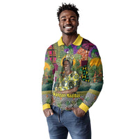 Wangari Maathai Long Sleeve Polo Shirt Colorful Nature-Inspired Design Empowerment Quote African Print Environmental - Wonder Print Shop