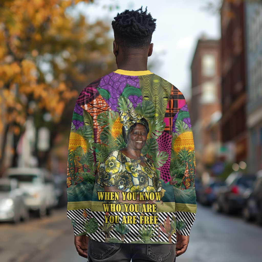 Wangari Maathai Long Sleeve Shirt Colorful Nature-Inspired Design Empowerment Quote African Print Environmental - Wonder Print Shop