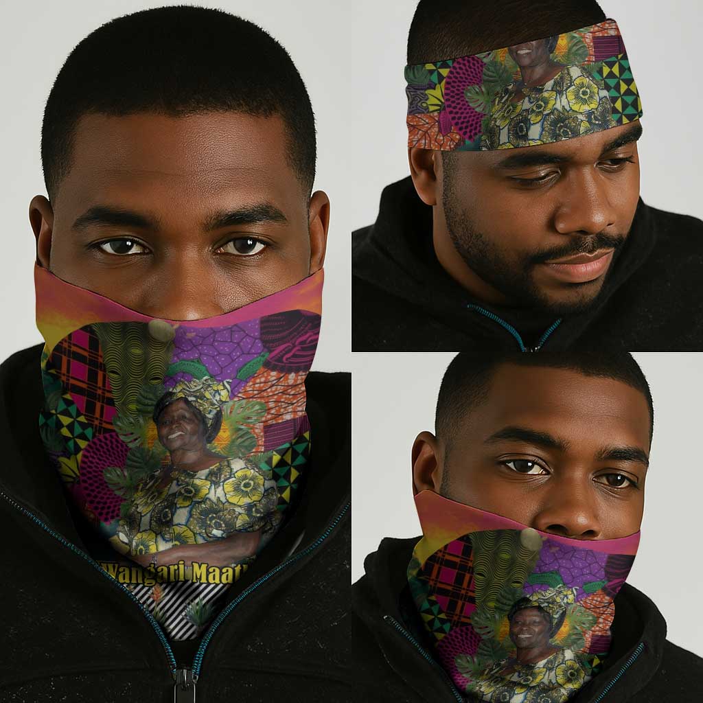 Wangari Maathai Neck Gaiter Colorful Nature-Inspired Design Empowerment Quote African Print Environmental - Wonder Print Shop