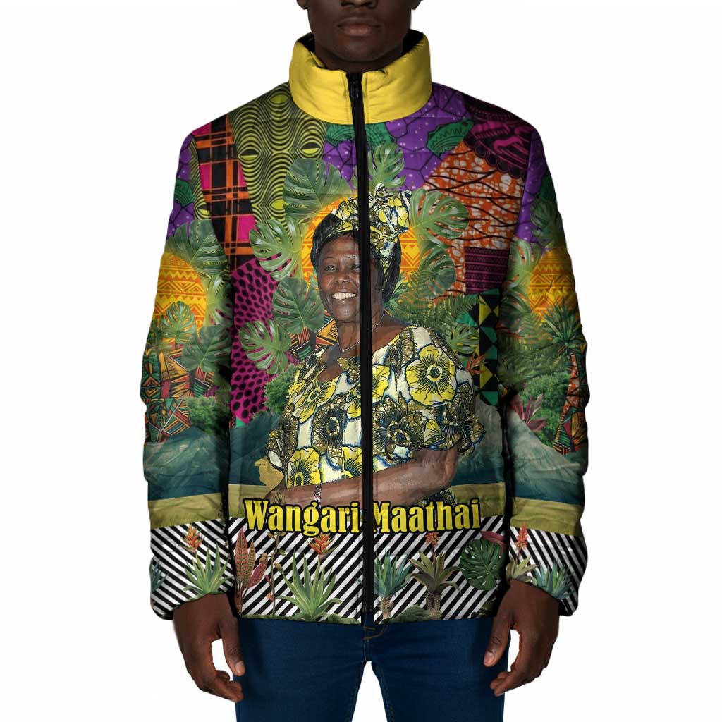 Wangari Maathai Padded Jacket Colorful Nature-Inspired Design Empowerment Quote African Print Environmental - Wonder Print Shop
