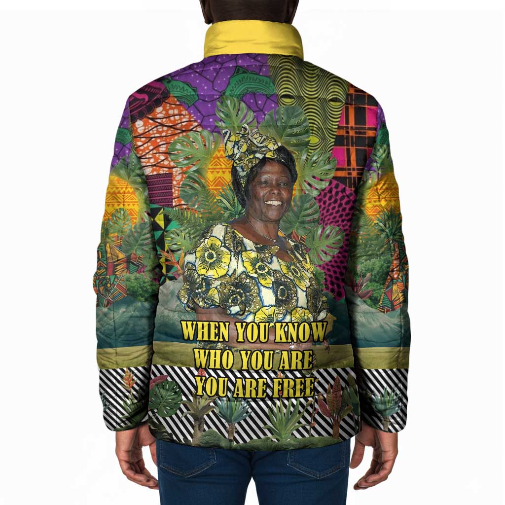 Wangari Maathai Padded Jacket Colorful Nature-Inspired Design Empowerment Quote African Print Environmental - Wonder Print Shop