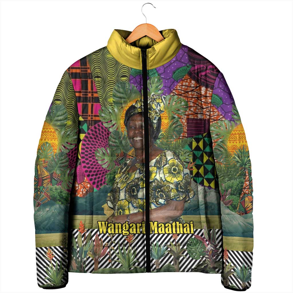 Wangari Maathai Padded Jacket Colorful Nature-Inspired Design Empowerment Quote African Print Environmental - Wonder Print Shop