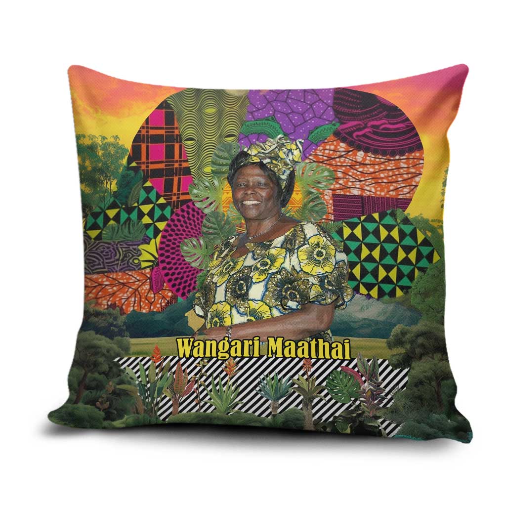 Wangari Maathai Pillow Cover Colorful Nature-Inspired Design Empowerment Quote African Print Environmental - Wonder Print Shop