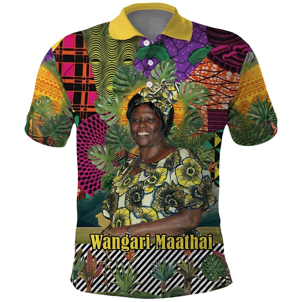Wangari Maathai Polo Shirt Colorful Nature-Inspired Design Empowerment Quote African Print Environmental - Wonder Print Shop