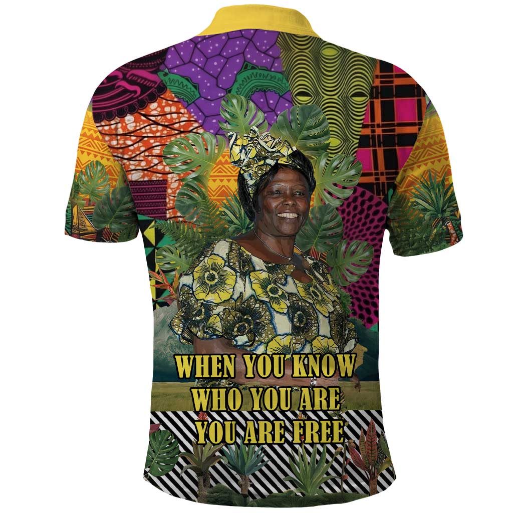 Wangari Maathai Polo Shirt Colorful Nature-Inspired Design Empowerment Quote African Print Environmental - Wonder Print Shop