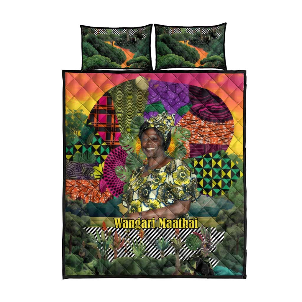 Wangari Maathai Quilt Bed Set Colorful Nature-Inspired Design Empowerment Quote African Print Environmental - Wonder Print Shop