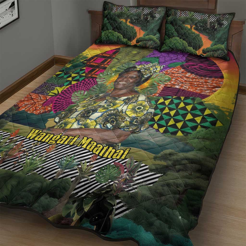Wangari Maathai Quilt Bed Set Colorful Nature-Inspired Design Empowerment Quote African Print Environmental - Wonder Print Shop