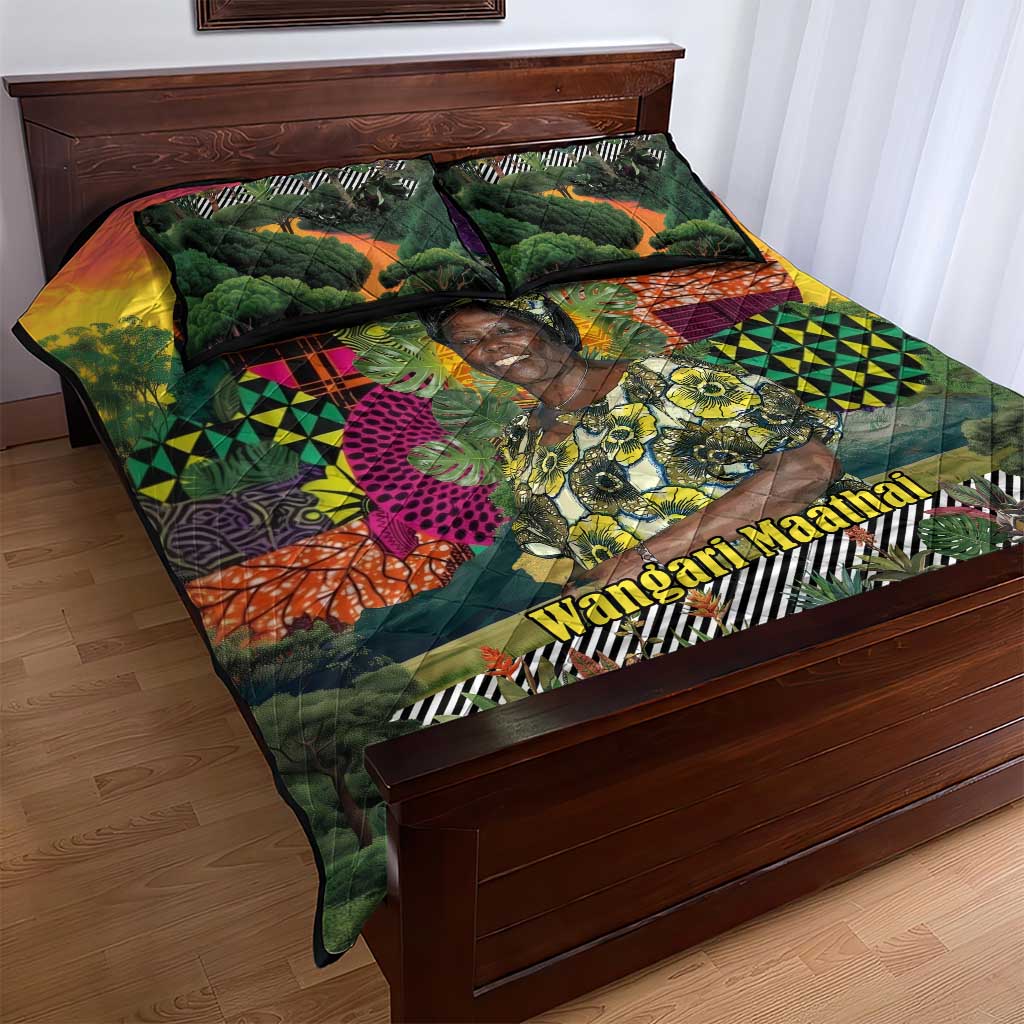 Wangari Maathai Quilt Bed Set Colorful Nature-Inspired Design Empowerment Quote African Print Environmental - Wonder Print Shop