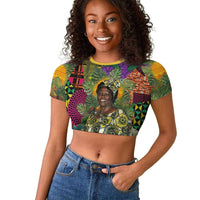 Wangari Maathai Raglan Cropped T shirt Colorful Nature-Inspired Design Empowerment Quote African Print Environmental - Wonder Print Shop
