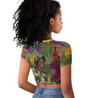 Wangari Maathai Raglan Cropped T shirt Colorful Nature-Inspired Design Empowerment Quote African Print Environmental - Wonder Print Shop
