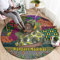 Wangari Maathai Round Carpet Colorful Nature-Inspired Design Empowerment Quote African Print Environmental - Wonder Print Shop