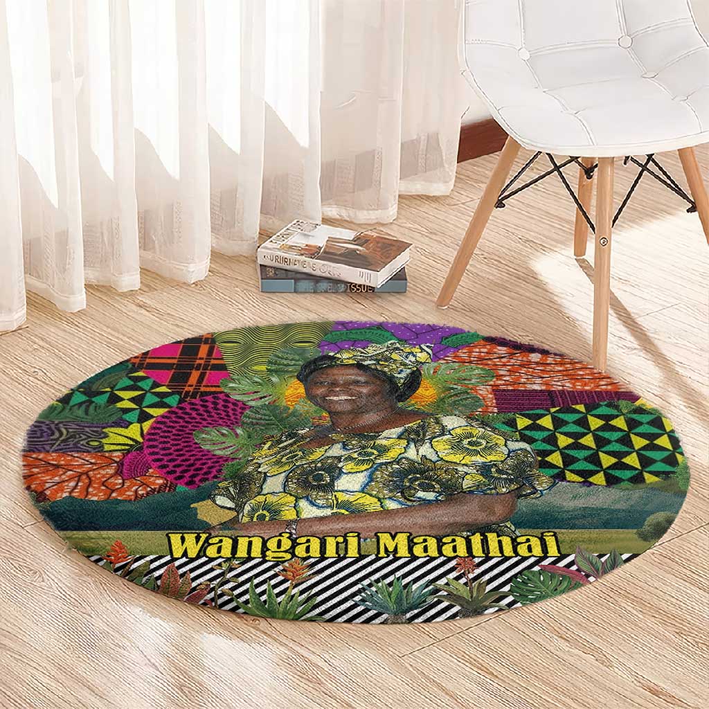 Wangari Maathai Round Carpet Colorful Nature-Inspired Design Empowerment Quote African Print Environmental - Wonder Print Shop