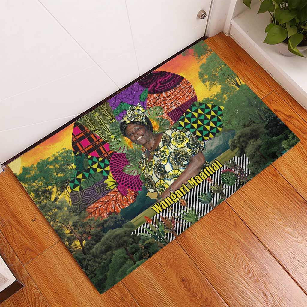 Wangari Maathai Rubber Doormat Colorful Nature-Inspired Design Empowerment Quote African Print Environmental - Wonder Print Shop