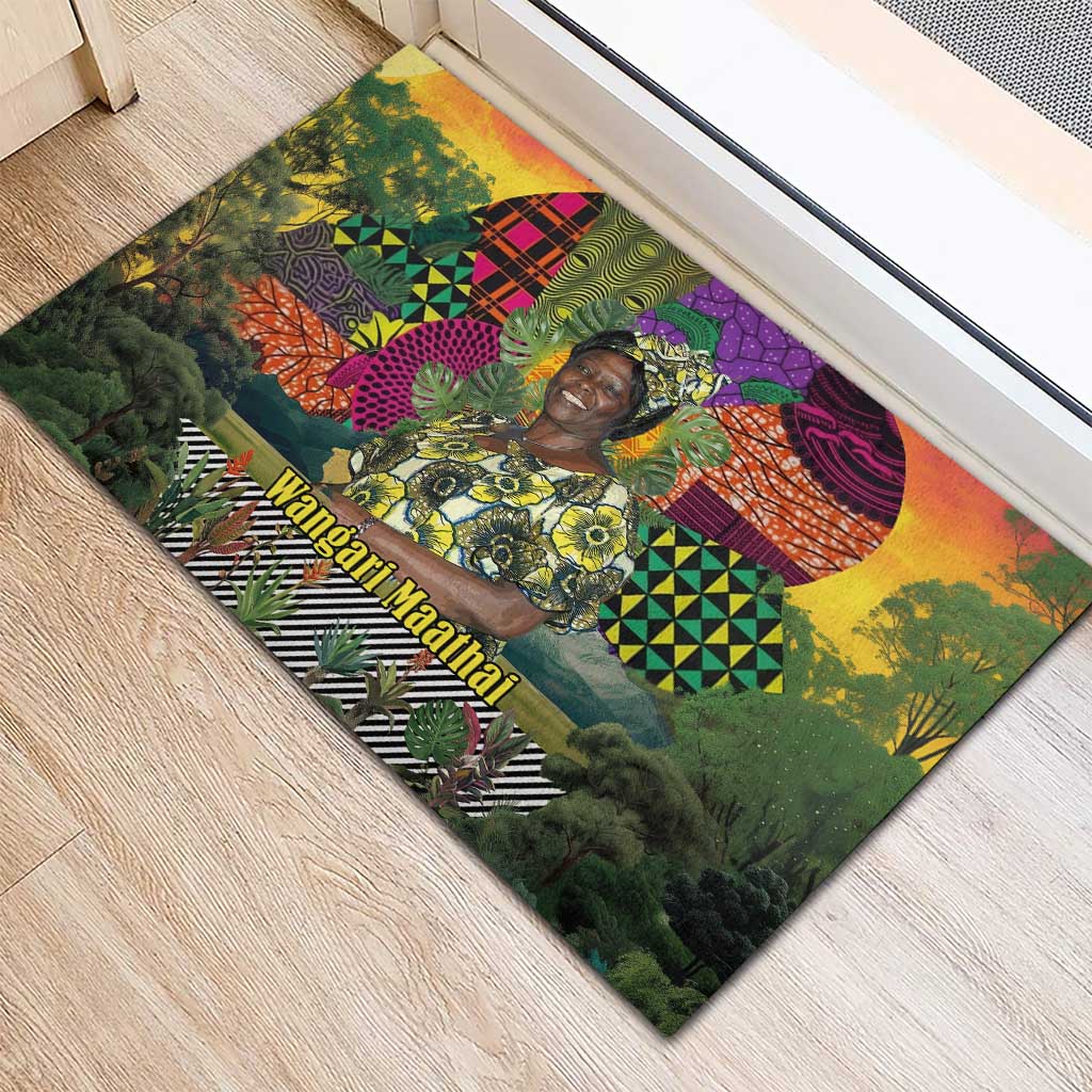Wangari Maathai Rubber Doormat Colorful Nature-Inspired Design Empowerment Quote African Print Environmental - Wonder Print Shop