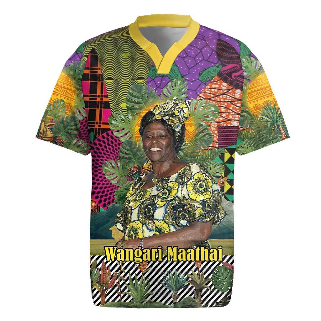 Wangari Maathai Rugby Jersey Colorful Nature-Inspired Design Empowerment Quote African Print Environmental - Wonder Print Shop