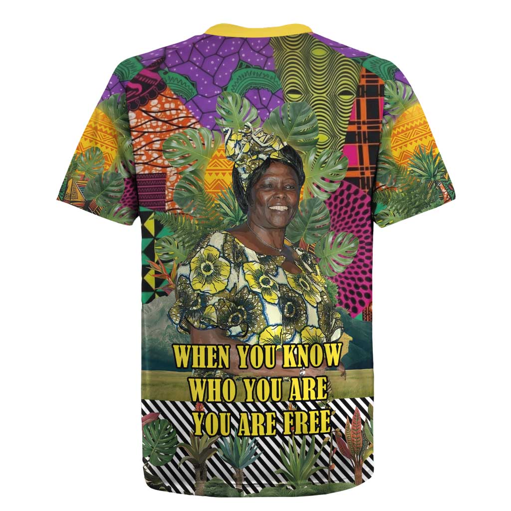 Wangari Maathai Rugby Jersey Colorful Nature-Inspired Design Empowerment Quote African Print Environmental - Wonder Print Shop