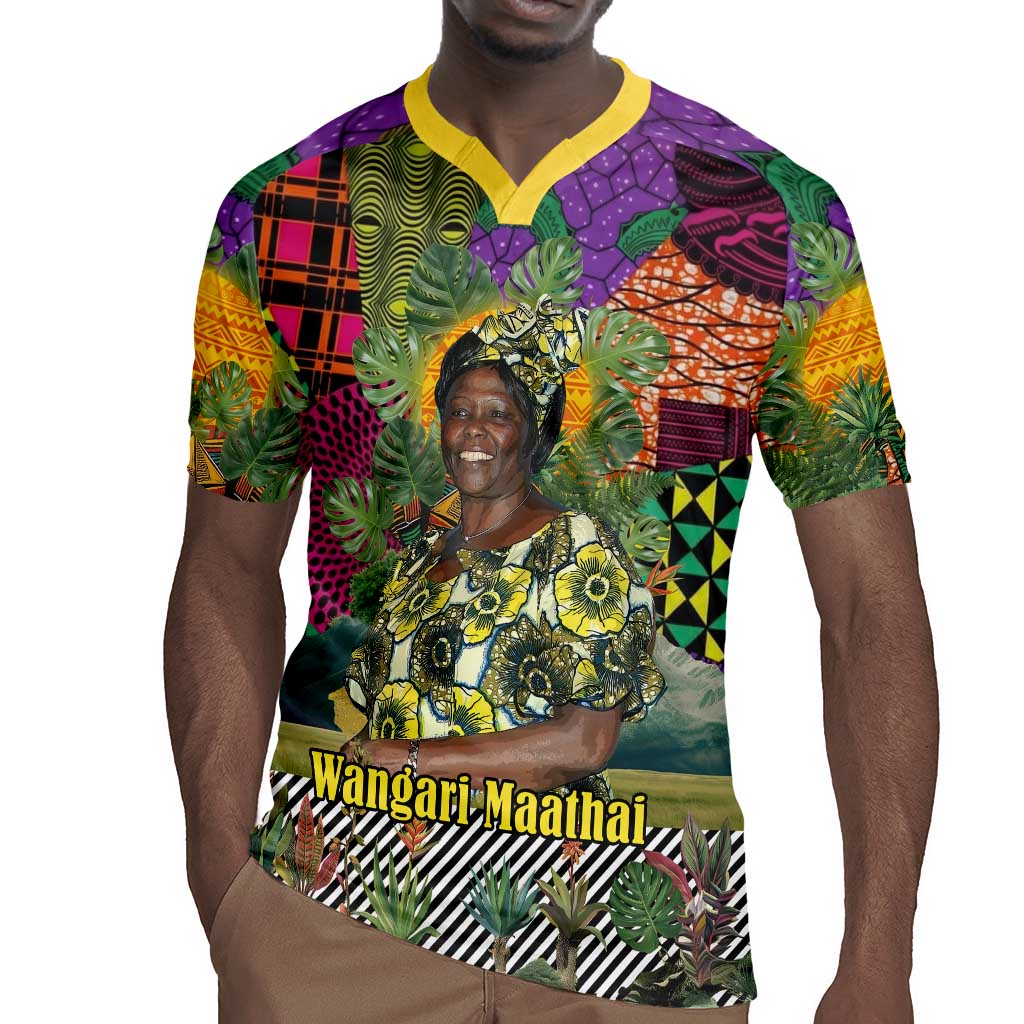 Wangari Maathai Rugby Jersey Colorful Nature-Inspired Design Empowerment Quote African Print Environmental - Wonder Print Shop