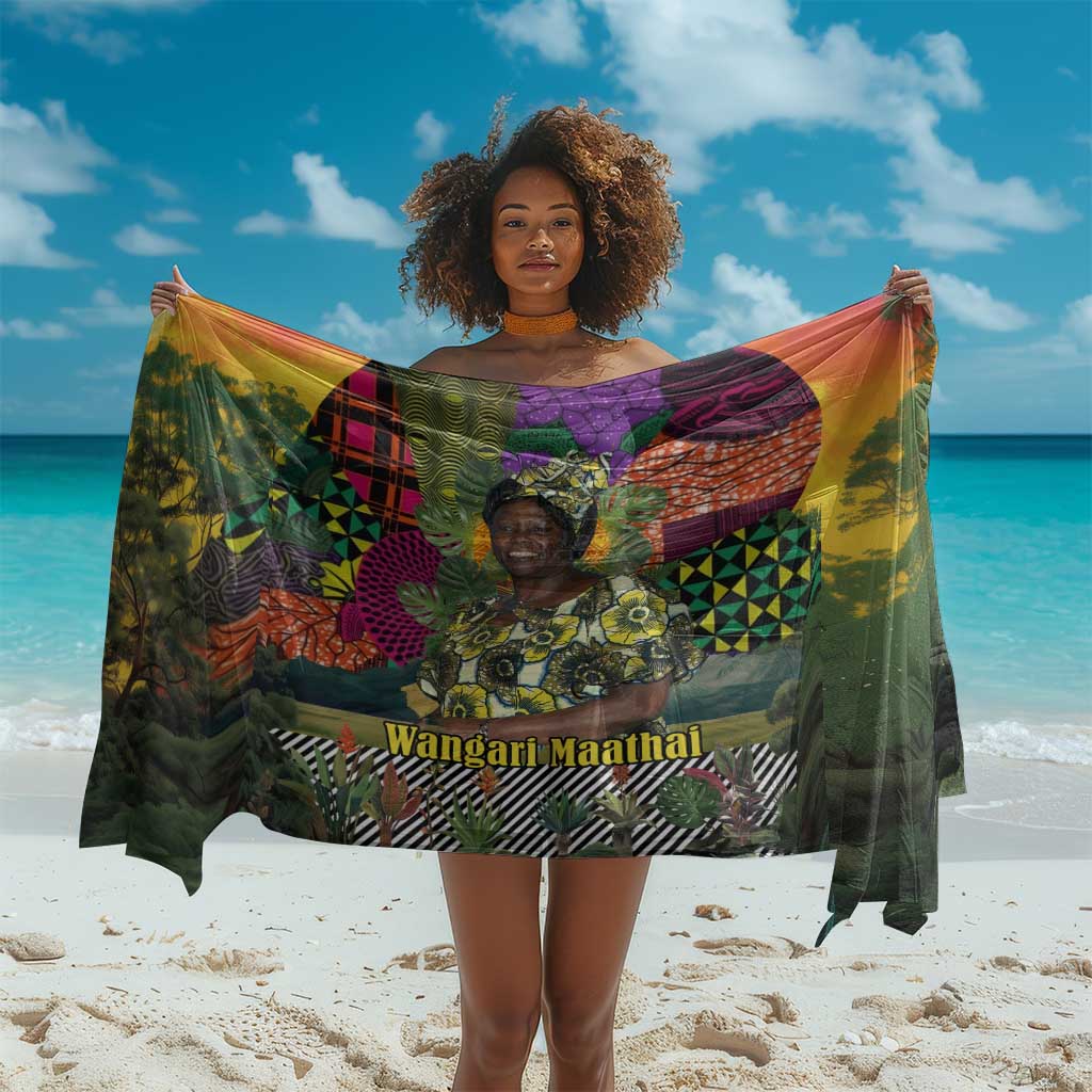 Wangari Maathai Sarong Colorful Nature-Inspired Design Empowerment Quote African Print Environmental - Wonder Print Shop