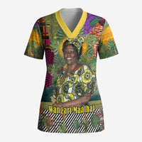 Wangari Maathai Scrub Top Colorful Nature-Inspired Design Empowerment Quote African Print Environmental - Wonder Print Shop