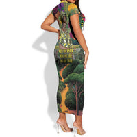Wangari Maathai Short Sleeve Bodycon Dress Colorful Nature-Inspired Design Empowerment Quote African Print Environmental - Wonder Print Shop