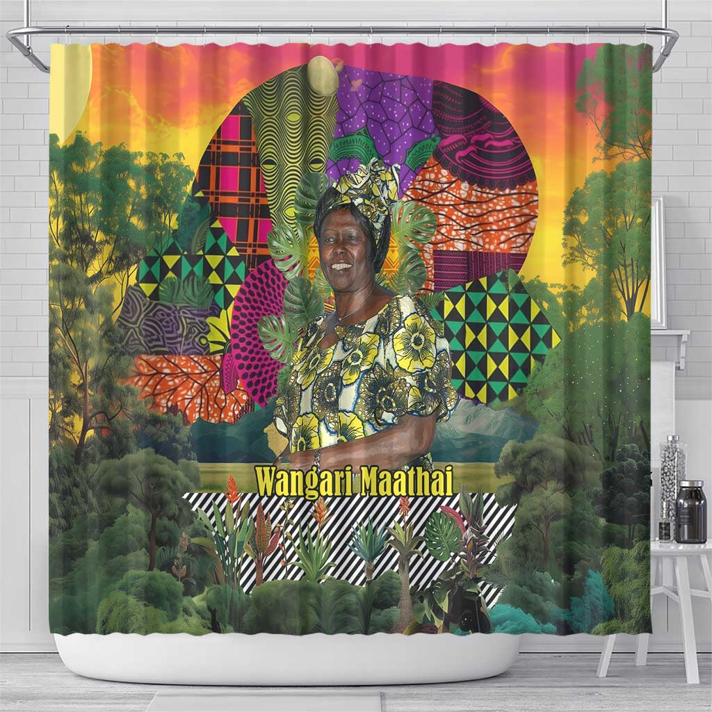 Wangari Maathai Shower Curtain Colorful Nature-Inspired Design Empowerment Quote African Print Environmental - Wonder Print Shop