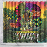 Wangari Maathai Shower Curtain Colorful Nature-Inspired Design Empowerment Quote African Print Environmental - Wonder Print Shop