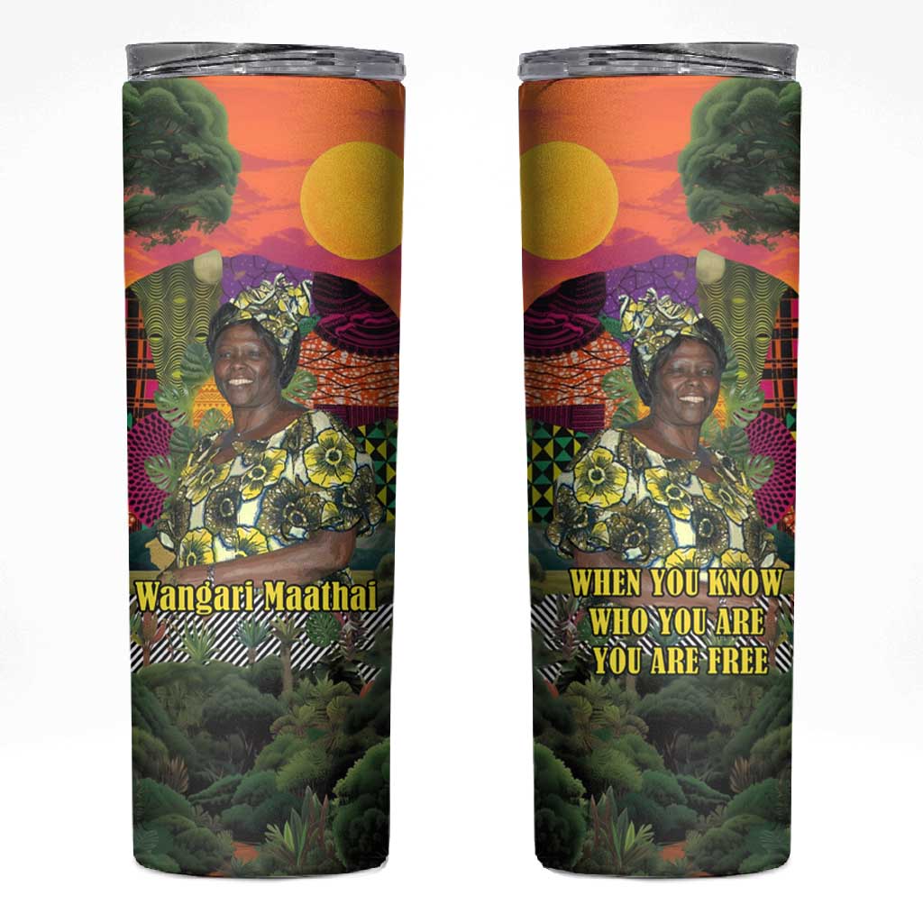 Wangari Maathai Skinny Tumbler Colorful Nature-Inspired Design Empowerment Quote African Print Environmental - Wonder Print Shop