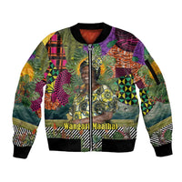 Wangari Maathai Sleeve Zip Bomber Jacket Colorful Nature-Inspired Design Empowerment Quote African Print Environmental - Wonder Print Shop