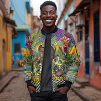 Wangari Maathai Sleeve Zip Bomber Jacket Colorful Nature-Inspired Design Empowerment Quote African Print Environmental - Wonder Print Shop