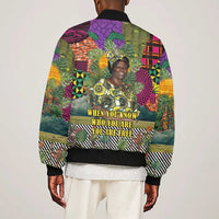 Wangari Maathai Sleeve Zip Bomber Jacket Colorful Nature-Inspired Design Empowerment Quote African Print Environmental - Wonder Print Shop