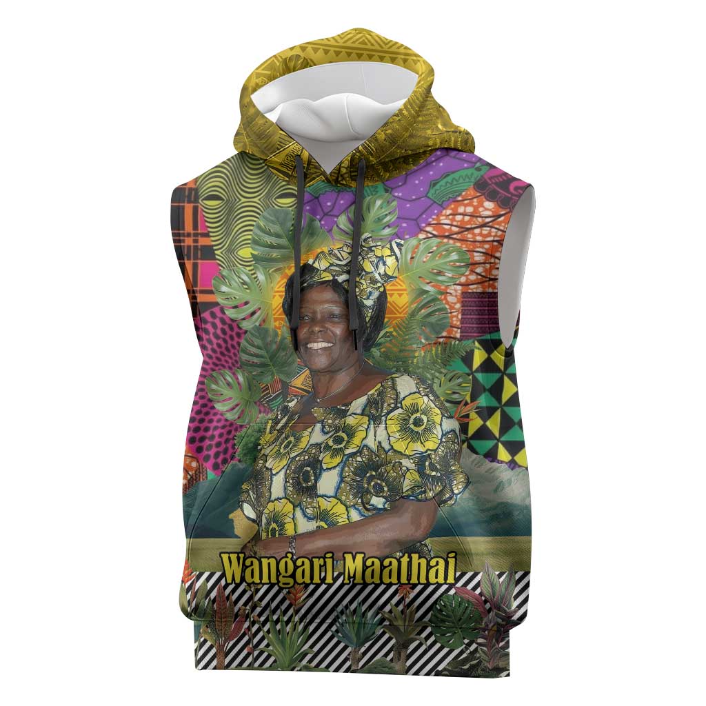 Wangari Maathai Sleeveless Hoodie Colorful Nature-Inspired Design Empowerment Quote African Print Environmental - Wonder Print Shop