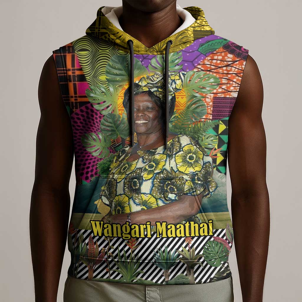 Wangari Maathai Sleeveless Hoodie Colorful Nature-Inspired Design Empowerment Quote African Print Environmental - Wonder Print Shop