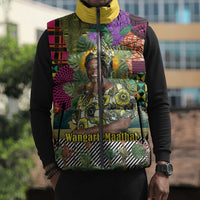 Wangari Maathai Sleeveless Puffer Jacket Colorful Nature-Inspired Design Empowerment Quote African Print Environmental - Wonder Print Shop