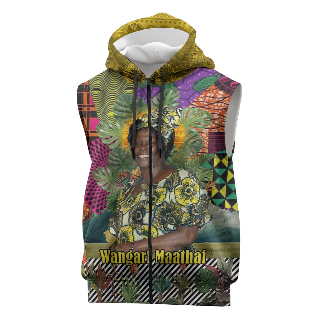 Wangari Maathai Sleeveless Zip Hoodie Colorful Nature-Inspired Design Empowerment Quote African Print Environmental - Wonder Print Shop