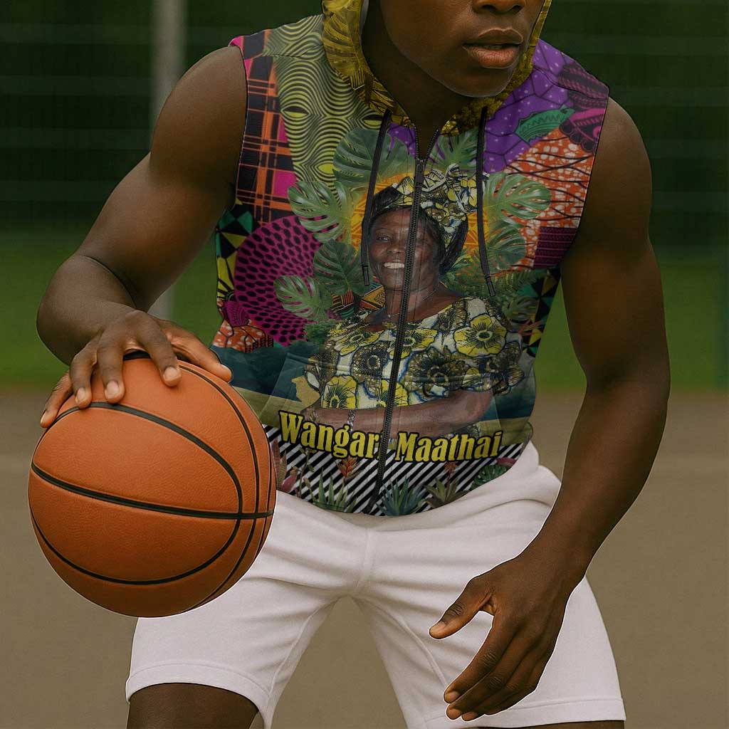 Wangari Maathai Sleeveless Zip Hoodie Colorful Nature-Inspired Design Empowerment Quote African Print Environmental - Wonder Print Shop