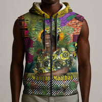 Wangari Maathai Sleeveless Zip Hoodie Colorful Nature-Inspired Design Empowerment Quote African Print Environmental - Wonder Print Shop