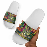 Wangari Maathai Slide Sandals Colorful Nature-Inspired Design Empowerment Quote African Print Environmental - Wonder Print Shop